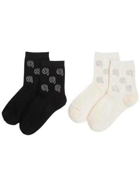 Ikon rhinestone socks (pack of two) by KARL LAGERFELD