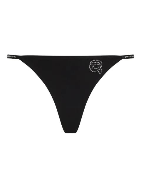 Ikon rhinestones thong by KARL LAGERFELD