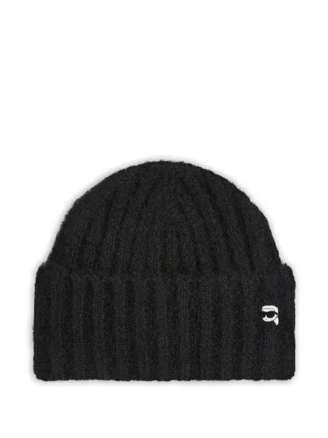 Ikon ribbed-knit beanie hat by KARL LAGERFELD