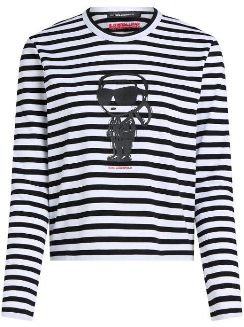 Ikon striped cotton T-shirt by KARL LAGERFELD