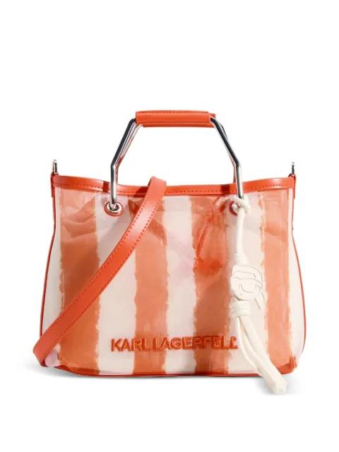 Ikon striped mesh tote bag by KARL LAGERFELD