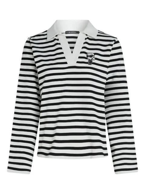 Ikon striped polo-collar T-shirt by KARL LAGERFELD