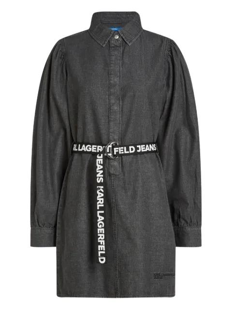 belted denim dress by KARL LAGERFELD JEANS