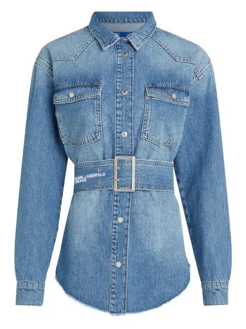 belted denim shirt by KARL LAGERFELD JEANS