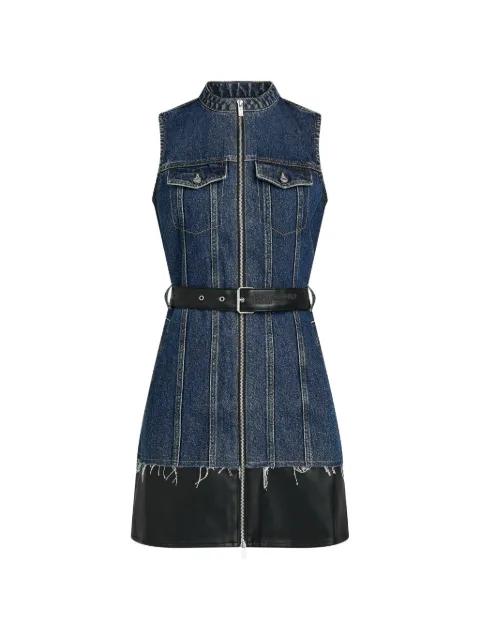 belted frayed-hem mini dress by KARL LAGERFELD JEANS