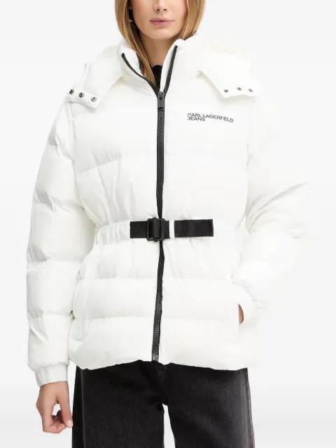 belted puffer jacket by KARL LAGERFELD JEANS