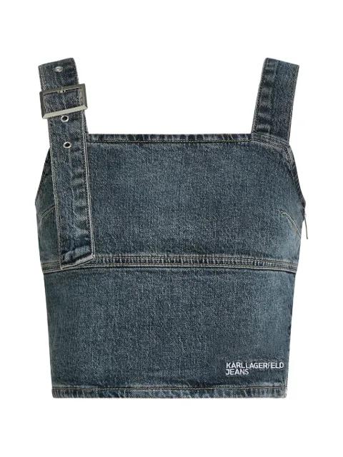 buckle-detail denim crop top by KARL LAGERFELD JEANS