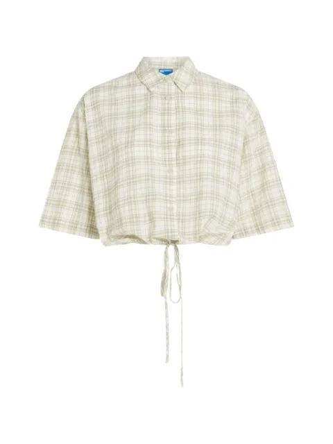 checked drawstring cropped shirt by KARL LAGERFELD JEANS