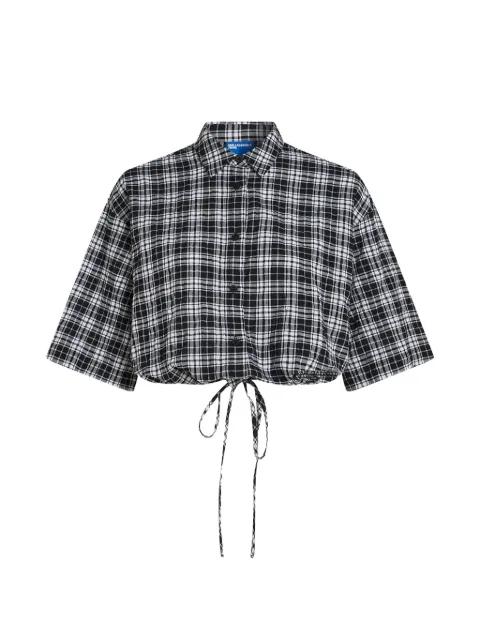 checked drawstring-hem shirt by KARL LAGERFELD JEANS