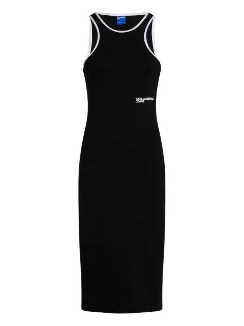 contrast-trim sleeveless midi dress by KARL LAGERFELD JEANS