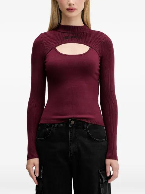 cut-out ribbed-knit sweater by KARL LAGERFELD JEANS