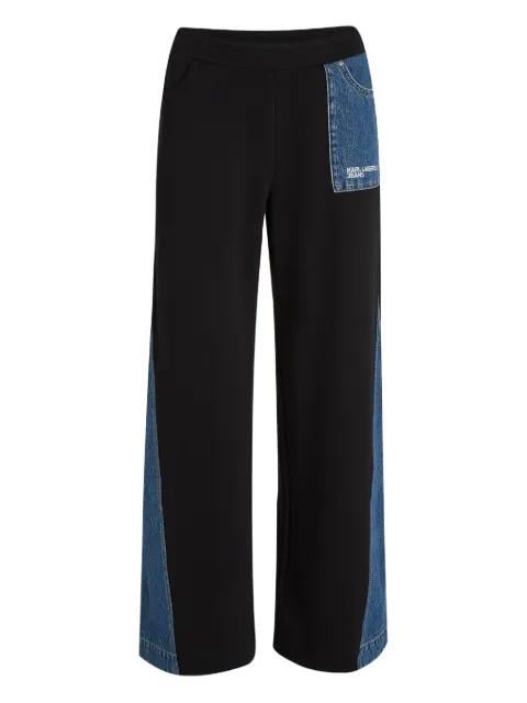 denim-panelled track pants by KARL LAGERFELD JEANS
