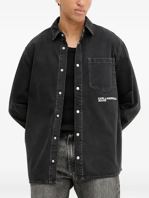 embroidered-pocket denim overshirt by KARL LAGERFELD JEANS