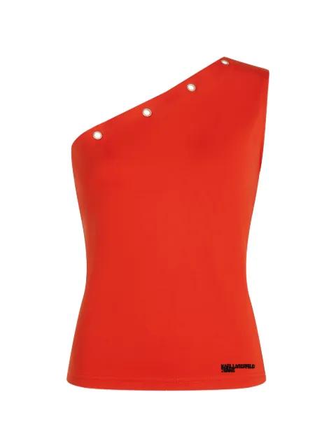 eyelet-detail one-shoulder top by KARL LAGERFELD JEANS
