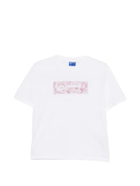 floral-print logo-print T-shirt by KARL LAGERFELD JEANS