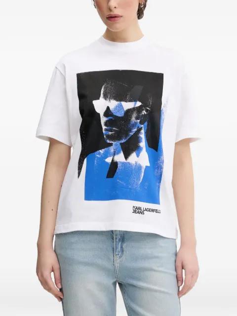 graphic-print logo-patch T-shirt by KARL LAGERFELD JEANS