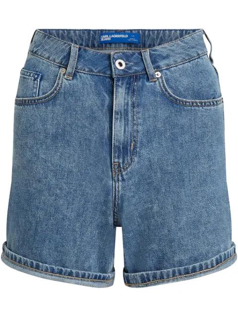 high-rise denim shorts by KARL LAGERFELD JEANS