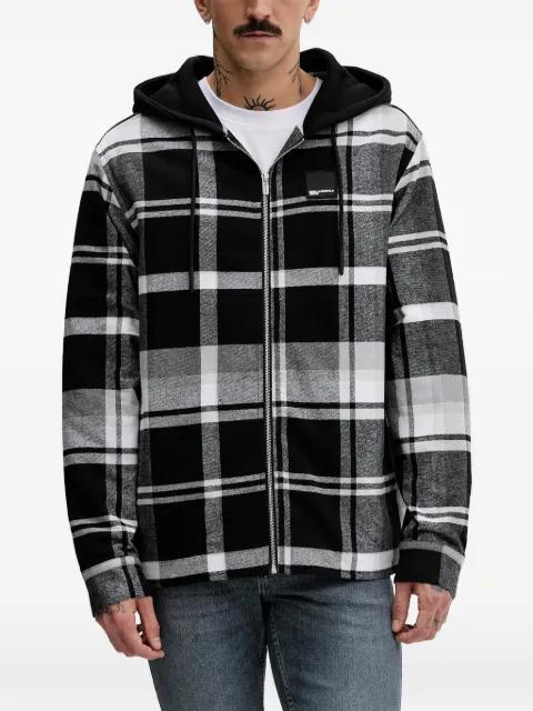 hoodied checked cotton jacket by KARL LAGERFELD JEANS