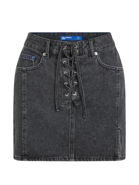 lace-up denim mini skirt by KARL LAGERFELD JEANS