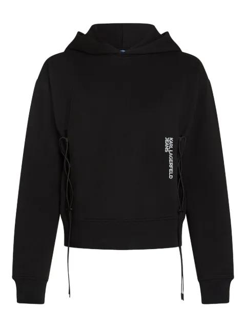 lace-up detail hoodie by KARL LAGERFELD JEANS