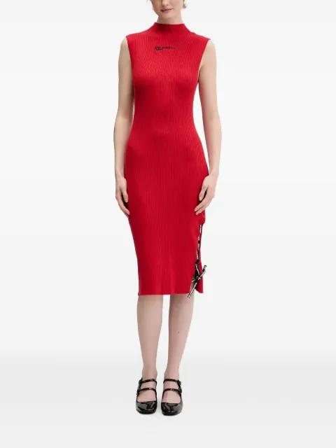 lace-up rib midi dress by KARL LAGERFELD JEANS