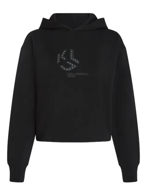 logo-detail studded hoodie by KARL LAGERFELD JEANS