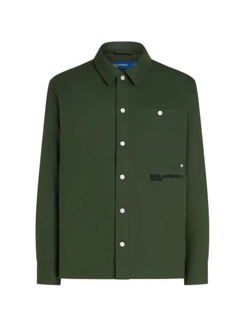 logo-embroidered cotton overshirt by KARL LAGERFELD JEANS