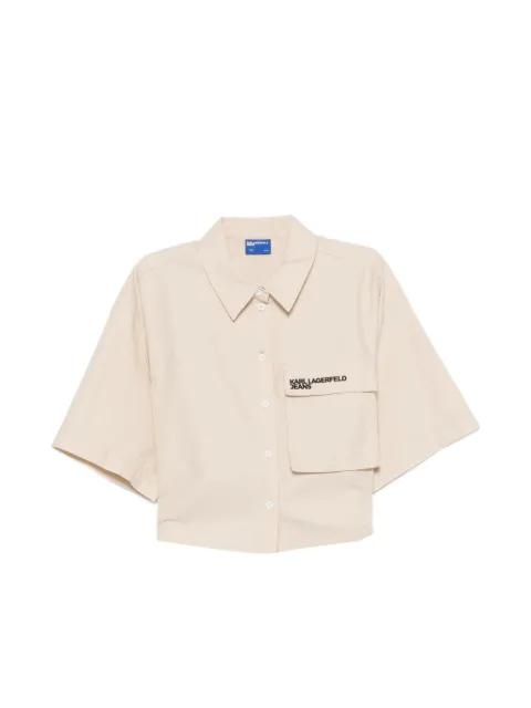 logo-embroidered crop shirt by KARL LAGERFELD JEANS