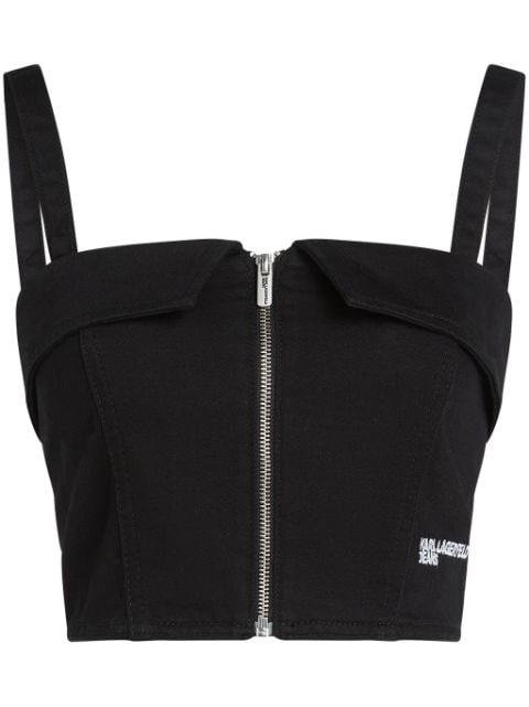 logo-embroidered cropped bustier by KARL LAGERFELD JEANS