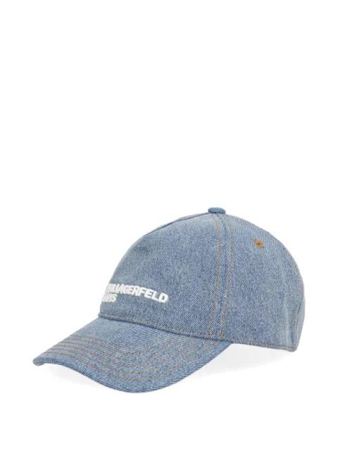 logo-embroidered denim cap by KARL LAGERFELD JEANS