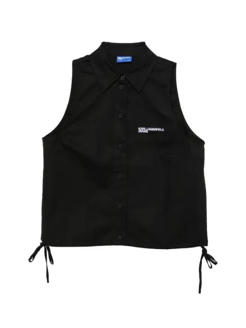 logo-embroidered drawstring-hem top by KARL LAGERFELD JEANS