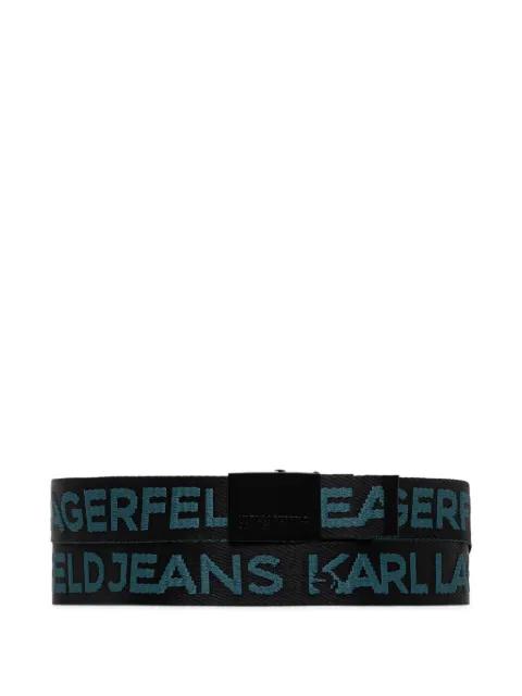 logo-intarsia plaque-buckle belt by KARL LAGERFELD JEANS