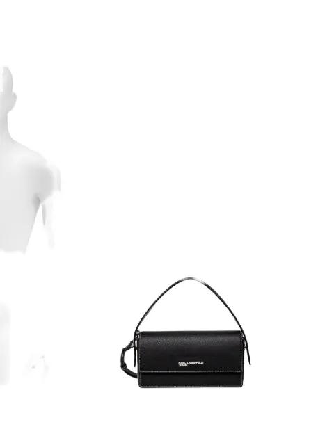 logo-plaque contrast-stitch shoulder bag by KARL LAGERFELD JEANS