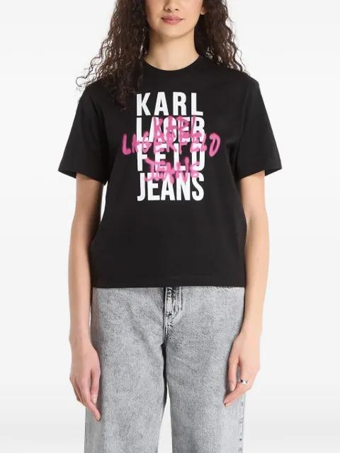 logo-print graffiti-effect T-shirt by KARL LAGERFELD JEANS