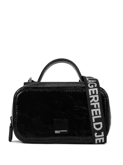mini logo-detail glossy tote bag by KARL LAGERFELD JEANS