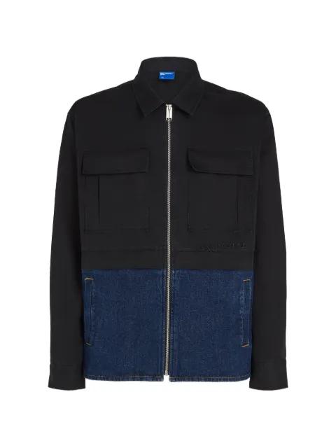 mixed-panel zip-fastening shirt jacket by KARL LAGERFELD JEANS