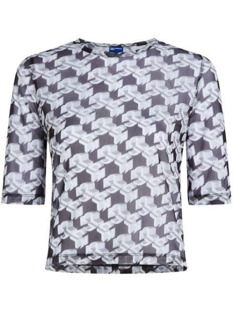 monogram-print sheer T-shirt by KARL LAGERFELD JEANS