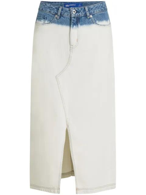 ombré denim midi skirt by KARL LAGERFELD JEANS