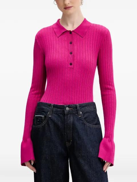ribbed buttoned polo top by KARL LAGERFELD JEANS