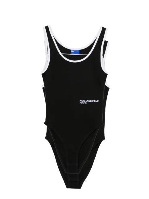 ribbed-knit logo-print bodysuit by KARL LAGERFELD JEANS