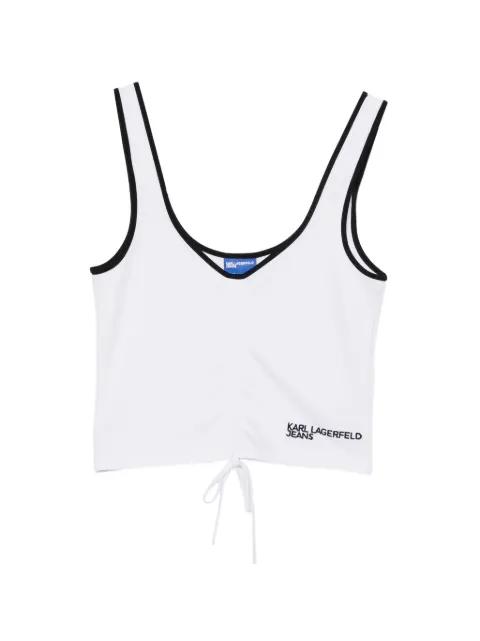 ruched-detail logo-print top by KARL LAGERFELD JEANS