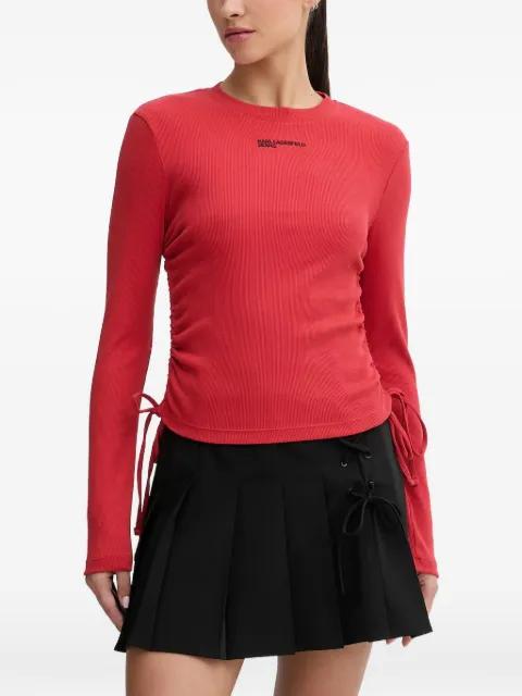ruched ribbed drawstring top by KARL LAGERFELD JEANS