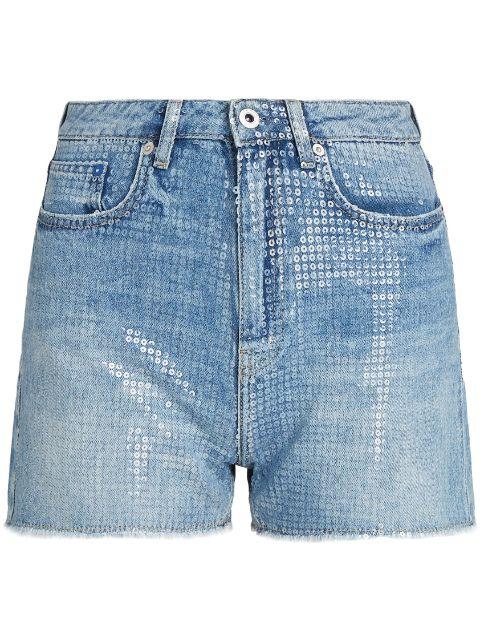sequin-embellished denim shorts by KARL LAGERFELD JEANS