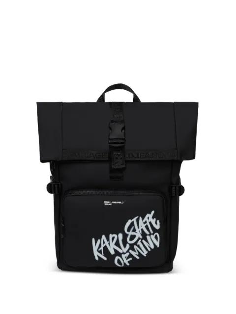 slogan-print buckled backpack by KARL LAGERFELD JEANS