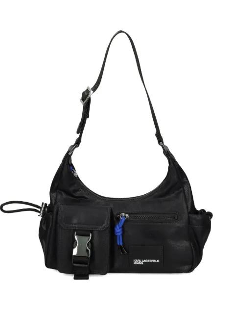 small utility coated denim shoulder bag by KARL LAGERFELD JEANS
