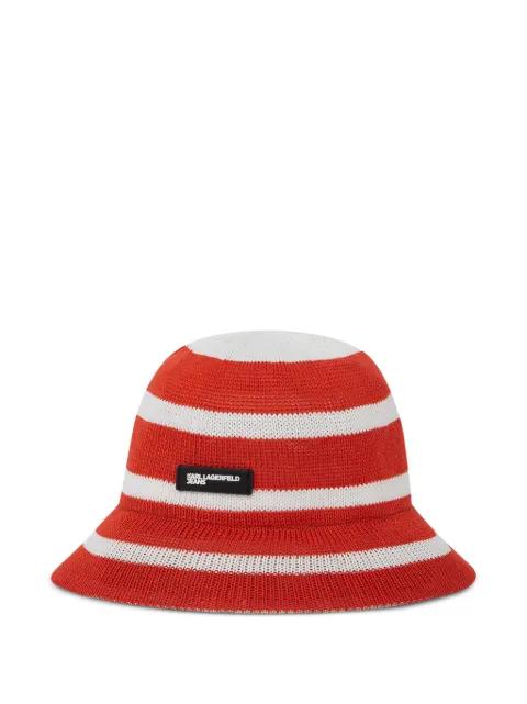 striped knitted bucket hat by KARL LAGERFELD JEANS