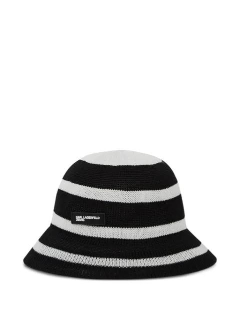 stripes knitted bucket hat by KARL LAGERFELD JEANS