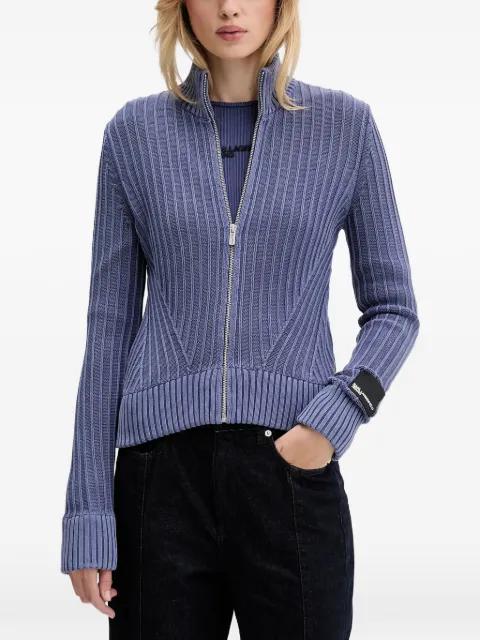 zip ribbed cardigan by KARL LAGERFELD JEANS