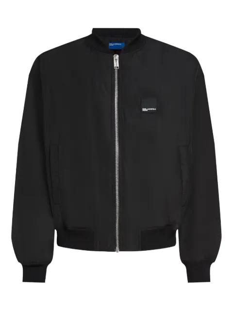 zip-up logo-patch bomber jacket by KARL LAGERFELD JEANS