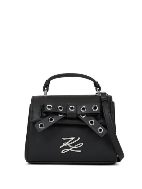 K/Autograph eyelet-embellished bow top handle bag by KARL LAGERFELD